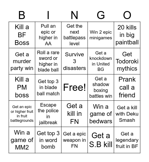 Stairs versus Burners Bingo Card