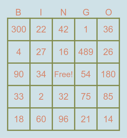Percent of a Number (Benchmark %) Bingo Card