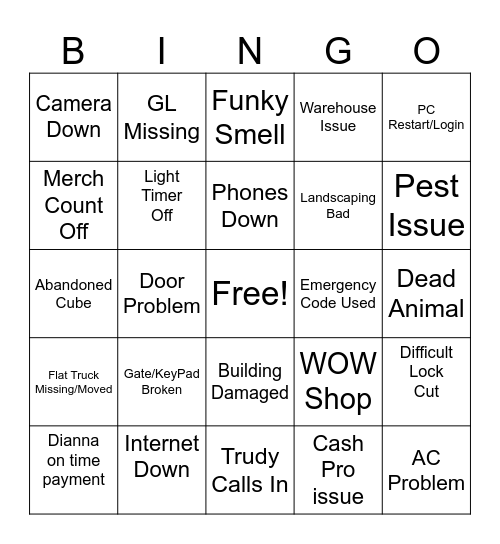 Regular Day At CubeSmart Bingo Card