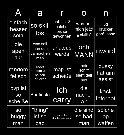 Aaron Trials bingo Card