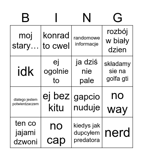 pyka bingo Card