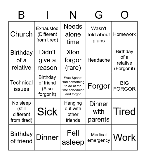 Push Back Bingo: Squid Edition Bingo Card
