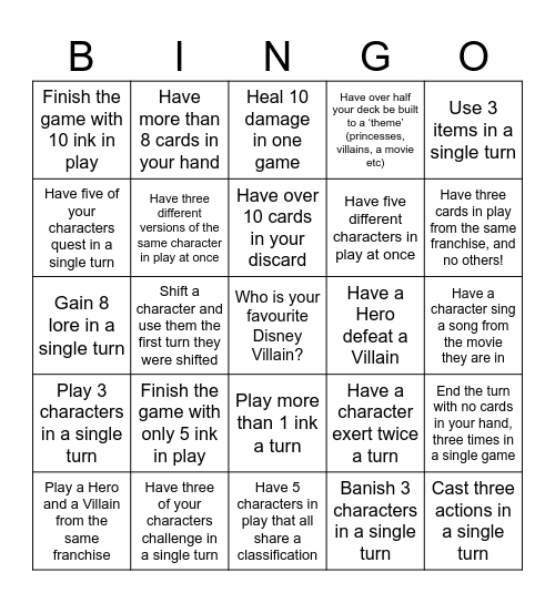 The Deck Box's Lorcana Bingo! Bingo Card