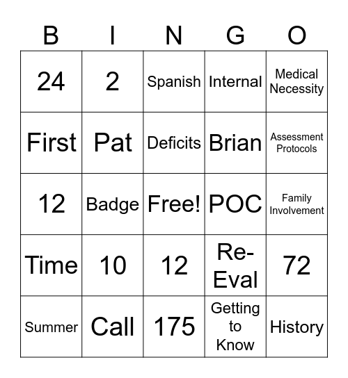 Assessment Alliance Bingo Card