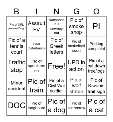Auburn Game Bingo Card
