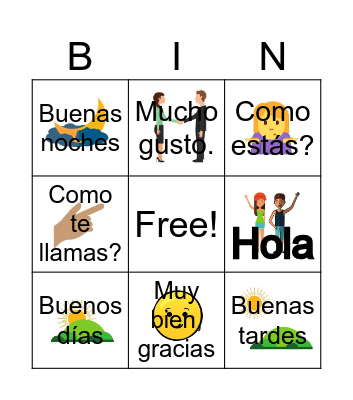 Spanish Greetings Bingo Card
