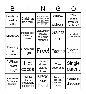 Christmas Movie Bingo Card