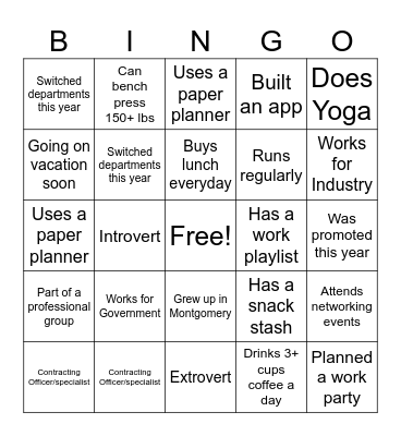 NCMA River Region Bingo Card