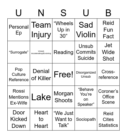 Criminal Minds Bingo Card