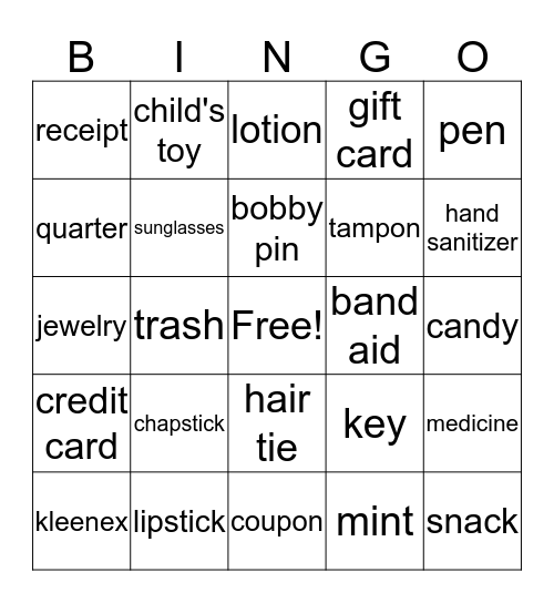 MOPs Purse Bingo Card