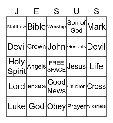 Jesus Bingo Card