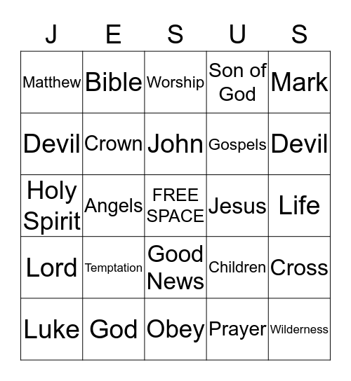 Jesus Bingo Card