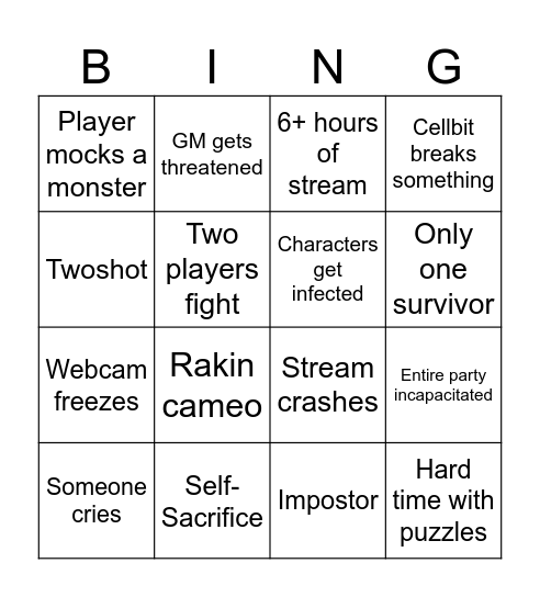 ordem paranormal quarantena premiere Bingo Card