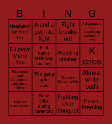 2421 Wedding Bingo Card