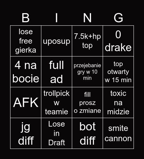 BINGO LOLOWE Bingo Card