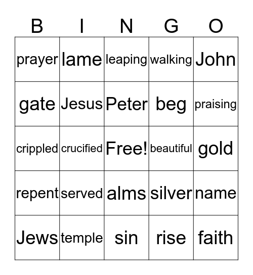 Peter Served by Helping Others Bingo Card