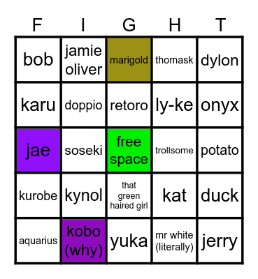 lets fighta bingo (its a fighta thing you wouldn't understand) Bingo Card