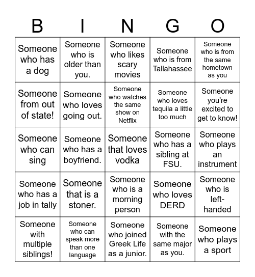 NEW MEMBER ORIENTATION BINGO Card