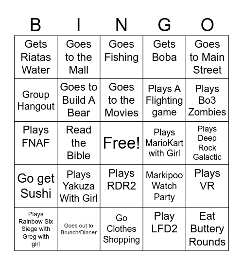 Diego of Dojima Bingo Card