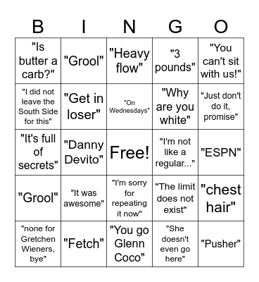 Mean Girls Bingo Card