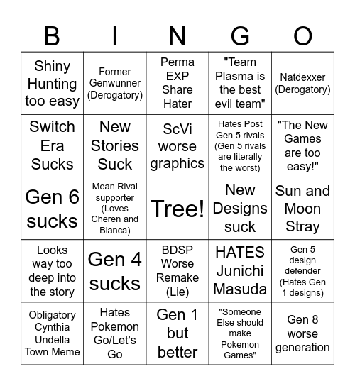 Gen 5 Stan Simulator Bingo Card