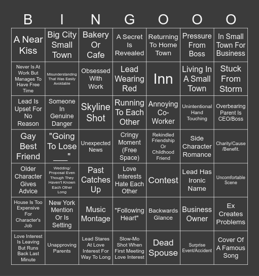 Hallmark Bingo Card