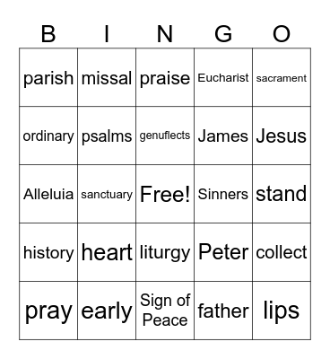 Mass Bingo Card