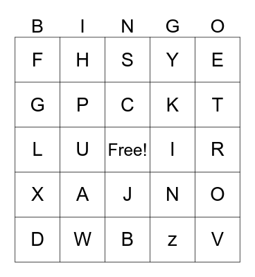 Alphabet Bingo Groups Bingo Card