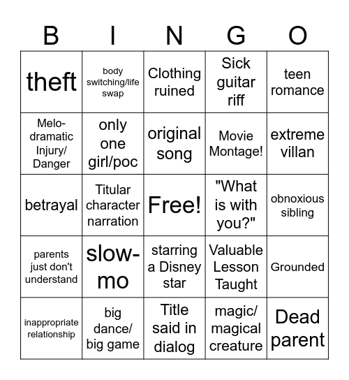 DCOM Bingo Card