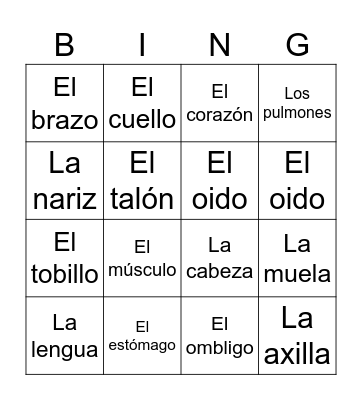 B I N G O Bingo Card