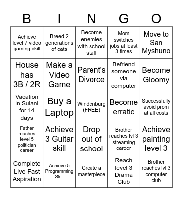 Strange Biography Bingo Card