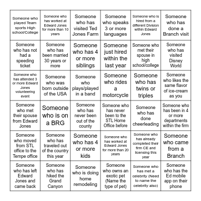 Service Division October 2023 ALM Bingo Card