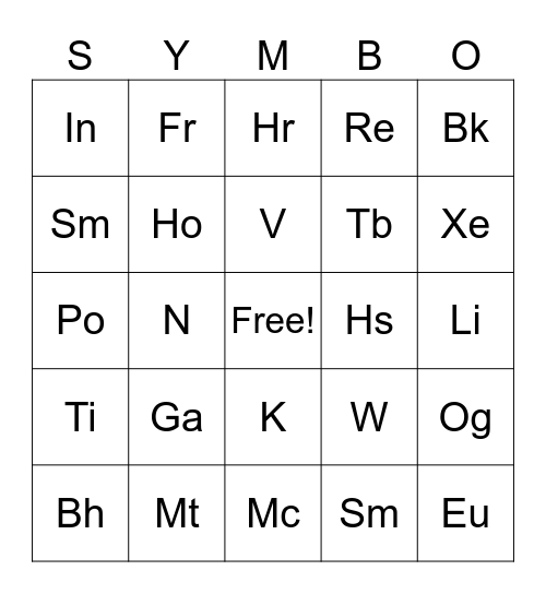 Symbo Card Bingo Card