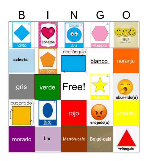 Colores y Formas Geómetricas Bingo Card