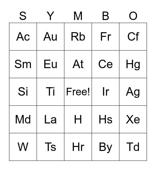 Symbo Card Bingo Card