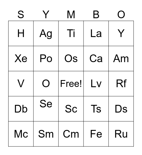 Symbo Card Bingo Card
