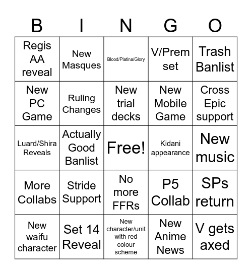 vg strim Bingo Card