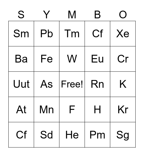 Symbo Card Bingo Card