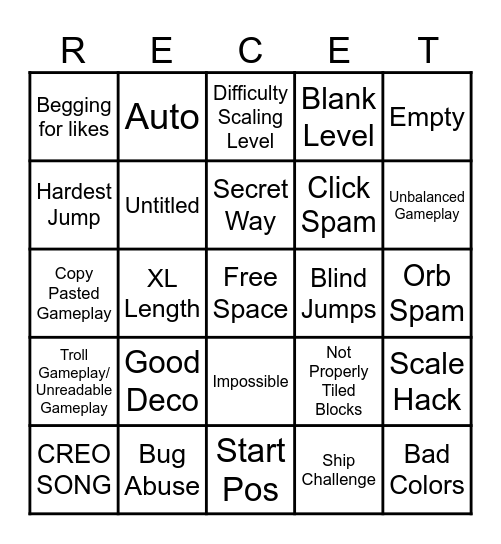 Ultimate Recent Tab Bingo (NEW) (Gd) Bingo Card