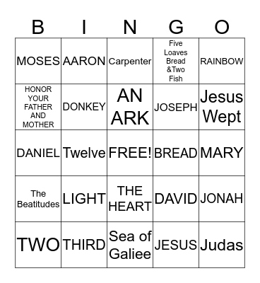 Bible Bingo Card