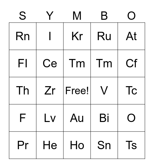 Symbo Card Bingo Card