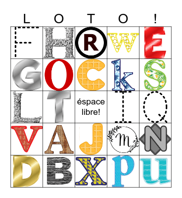 L'alphabet Bingo Card