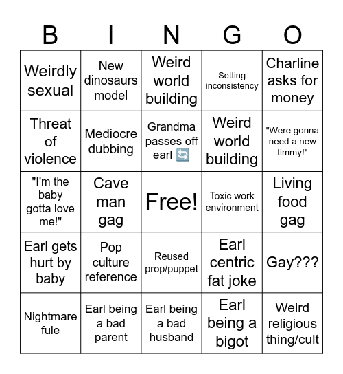 Dinosaurs (1991) Bingo Card