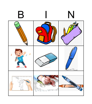 School objects Bingo Card