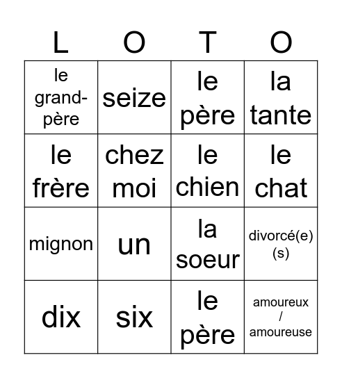 1mh unité 2 Bingo Card