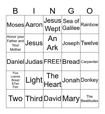 Bible Bingo Card