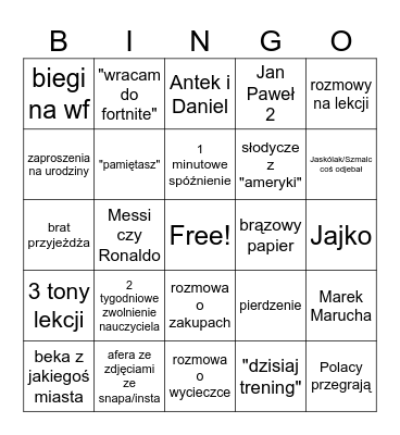 Bingo 5C Bingo Card