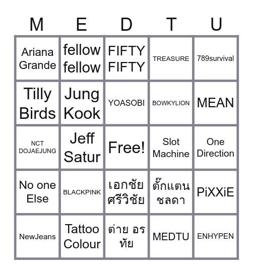 MUSIC FESTIVAL Bingo Card