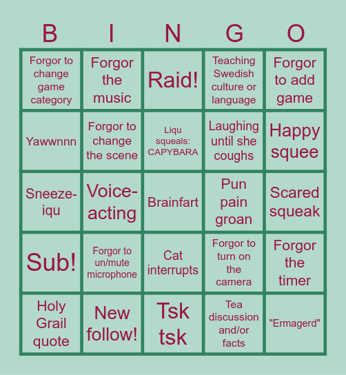Liqu-tastic Bingo Card