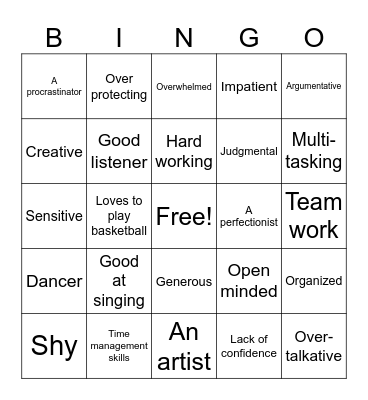 Strengths and Weaknesses Bingo Card
